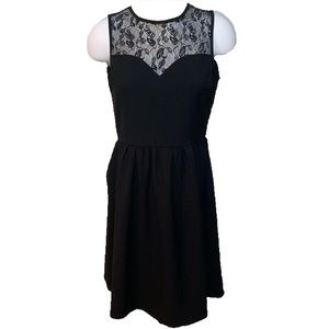 Lace illusion neckline dress